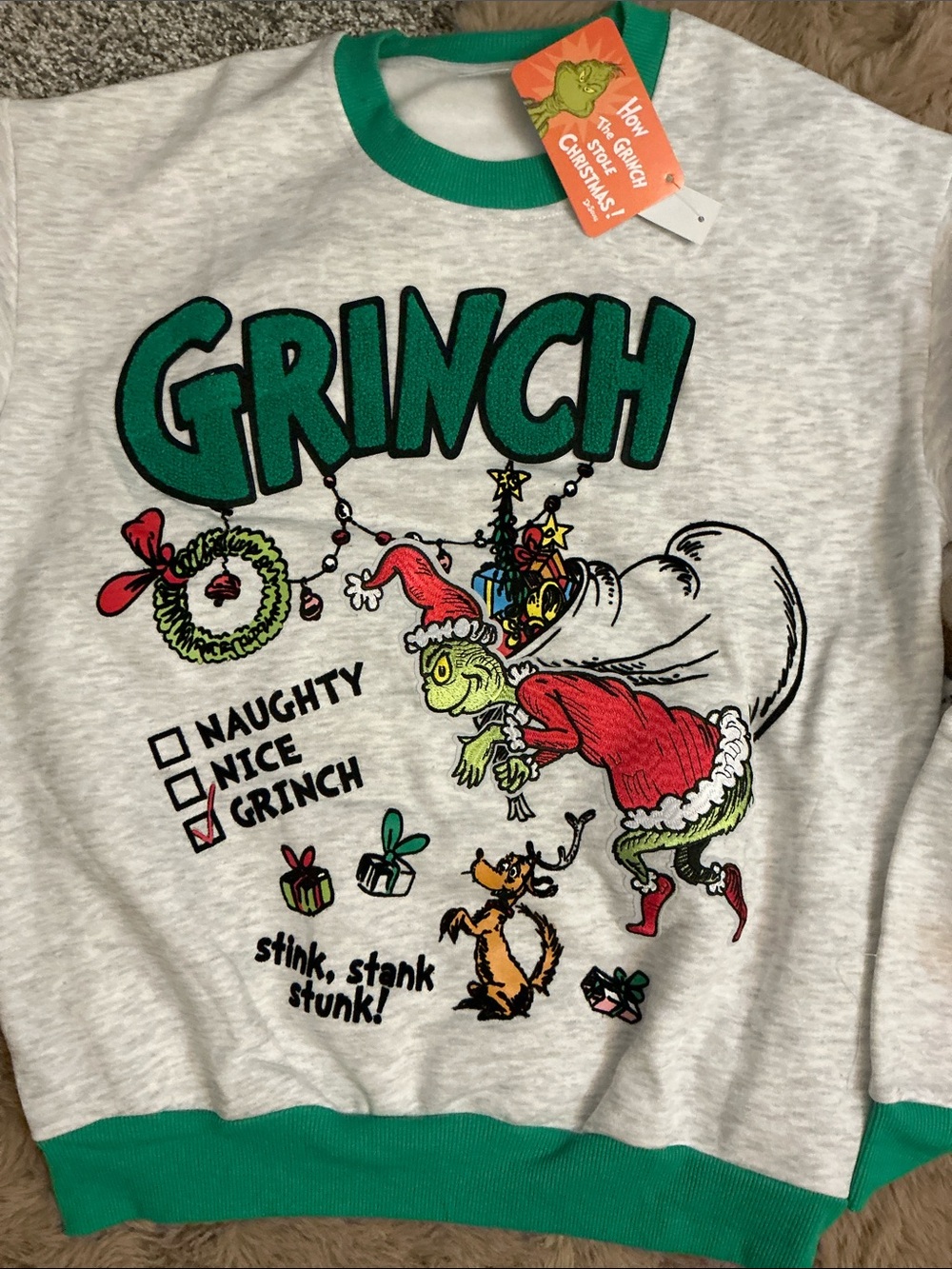 The Grinch Adult Crewneck Sweatshirt - White & Green